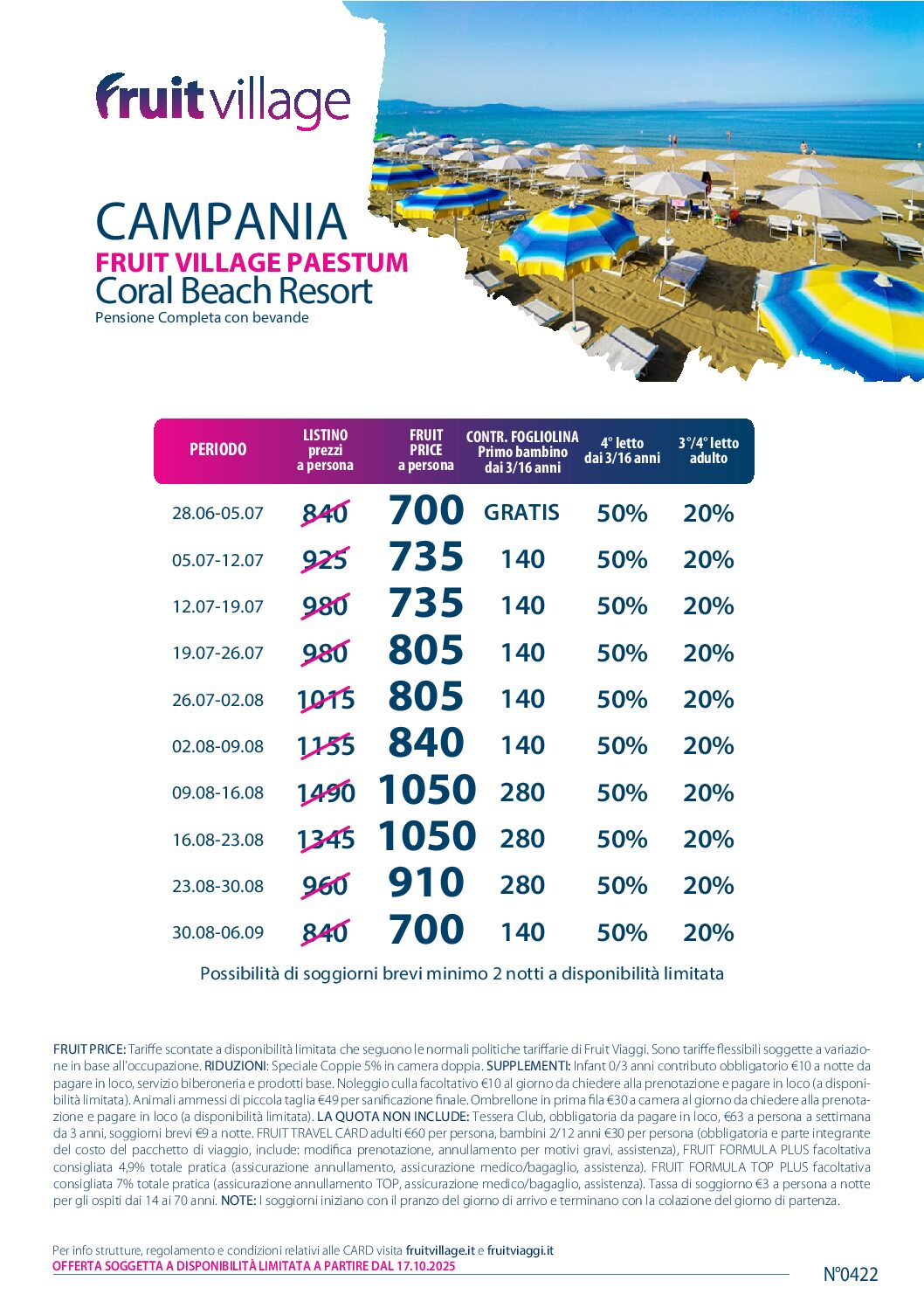 Estate 2026 - Paestum - Coral Beach Resort