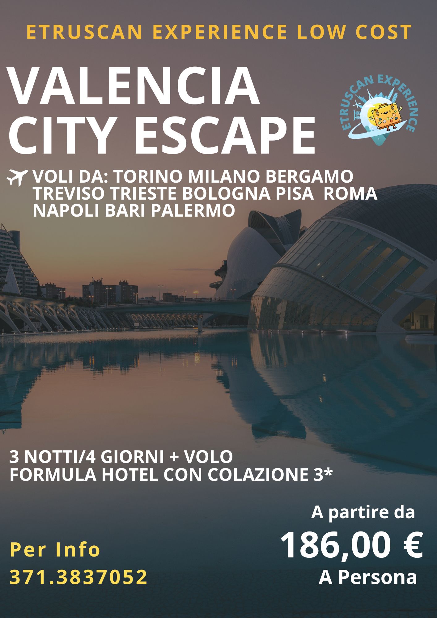 Valencia Volo+Hotel 3* con Colazione